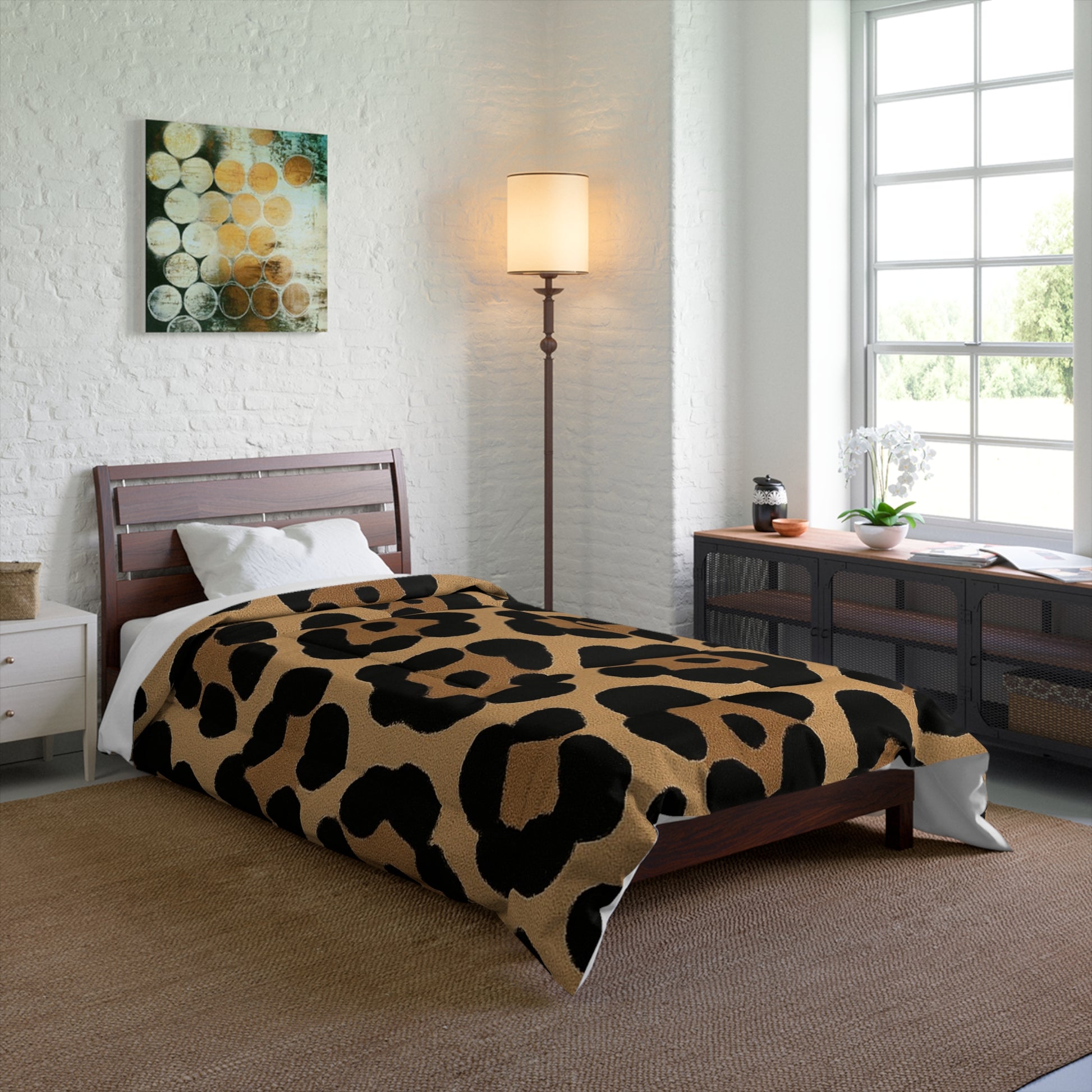 Design Comforter – stilvolle Tagesdecke mit weichem Griff - Bold Leopard Brown - WOOVE