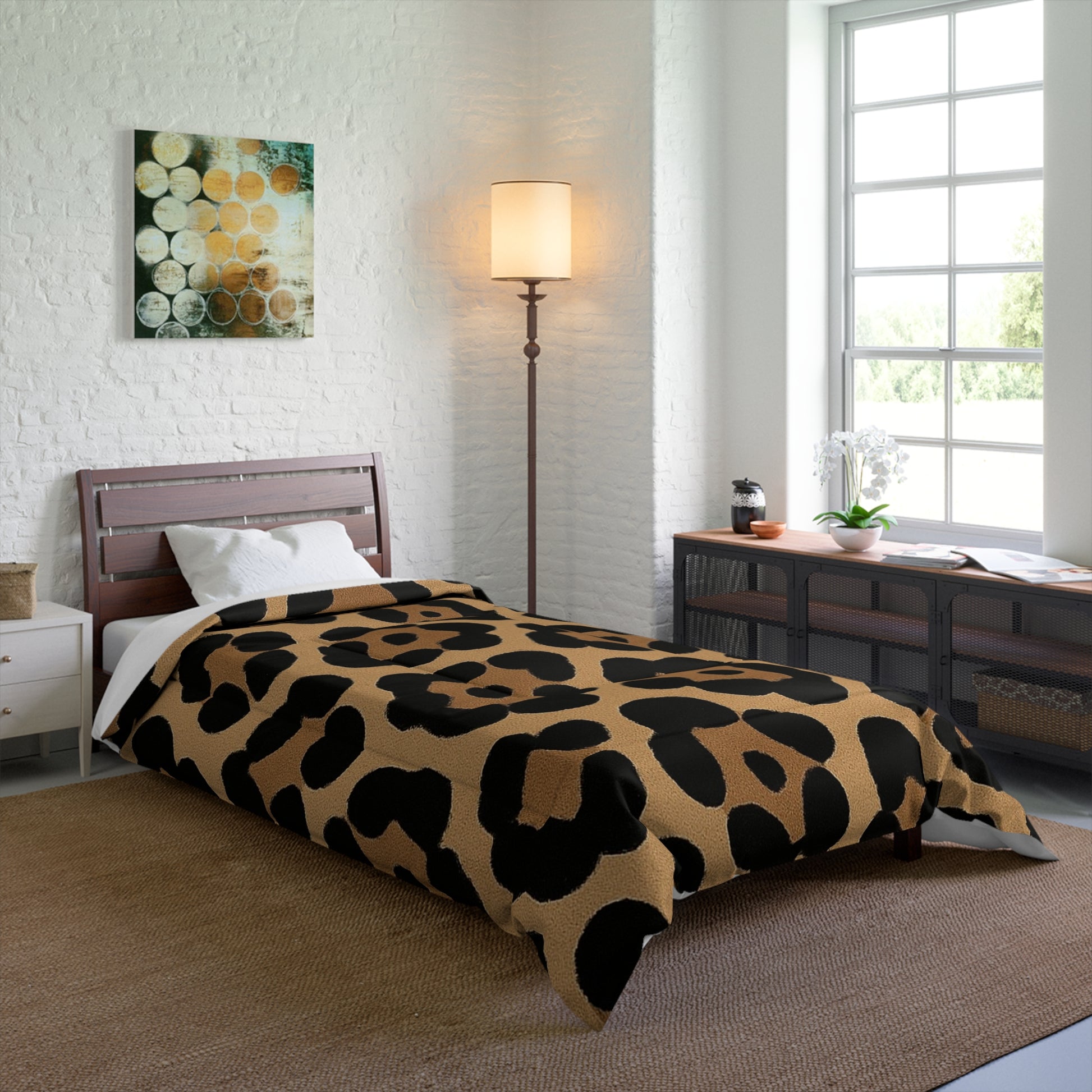 Design Comforter – stilvolle Tagesdecke mit weichem Griff - Bold Leopard Brown - WOOVE