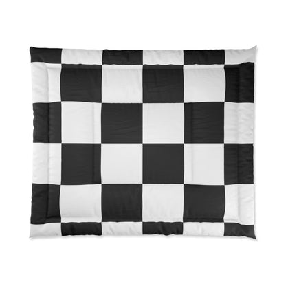 Design Comforter – stilvolle Tagesdecke mit weichem Griff - Black & White Chess - WOOVE