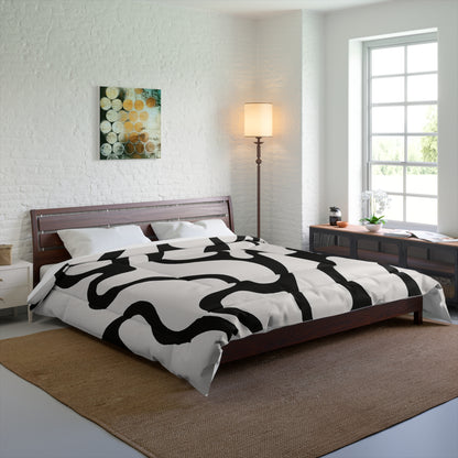 Design Comforter – stilvolle Tagesdecke mit weichem Griff - Black & White Flow - WOOVE