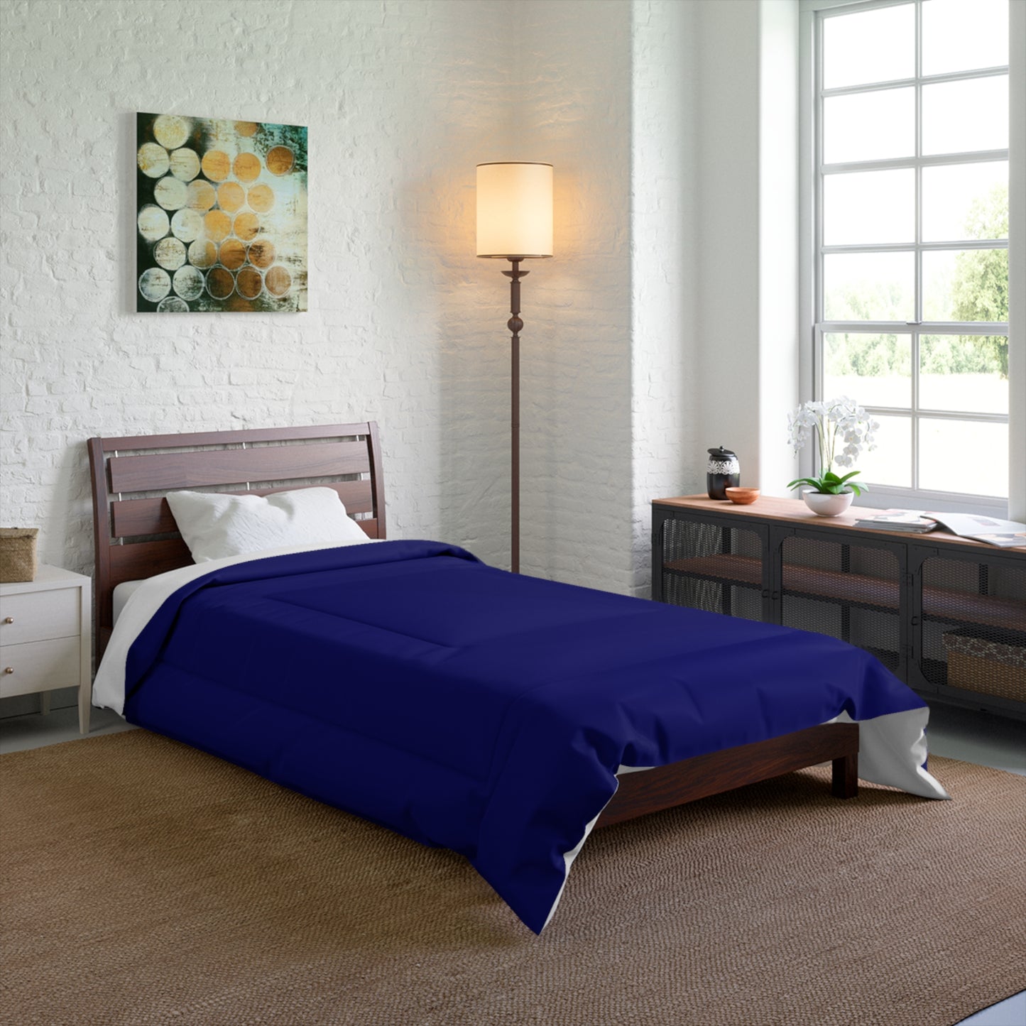 Design Comforter – stilvolle Tagesdecke mit weichem Griff - Midnight Blue - WOOVE