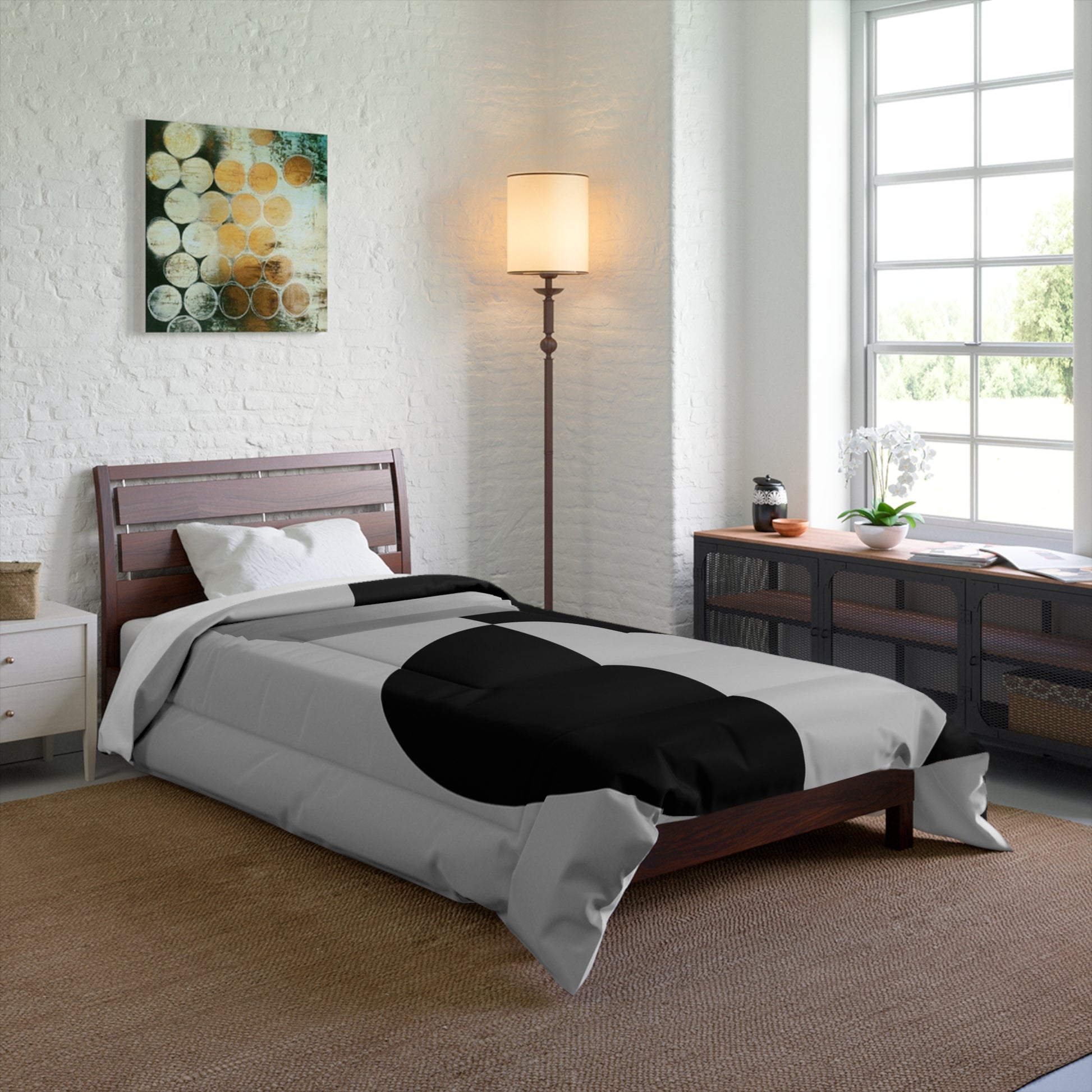 Design Comforter – stilvolle Tagesdecke mit weichem Griff - Black & Silver - WOOVE