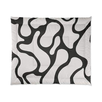 Design Comforter – stilvolle Tagesdecke mit weichem Griff - Black & White Flow - WOOVE