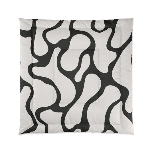 Design Comforter – stilvolle Tagesdecke mit weichem Griff - Black & White Flow - WOOVE
