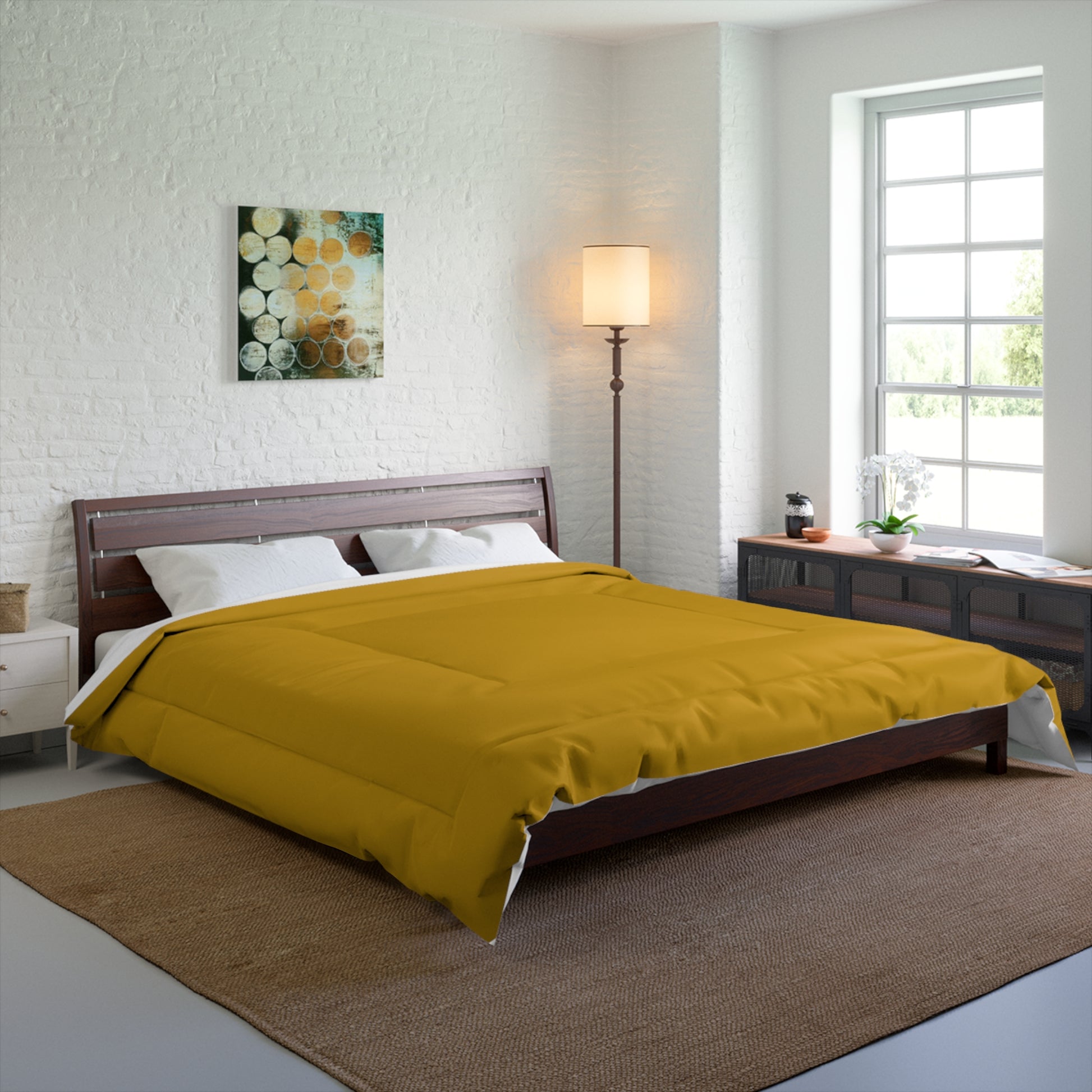 Design Comforter – stilvolle Tagesdecke mit weichem Griff - Mustard Yellow - WOOVE