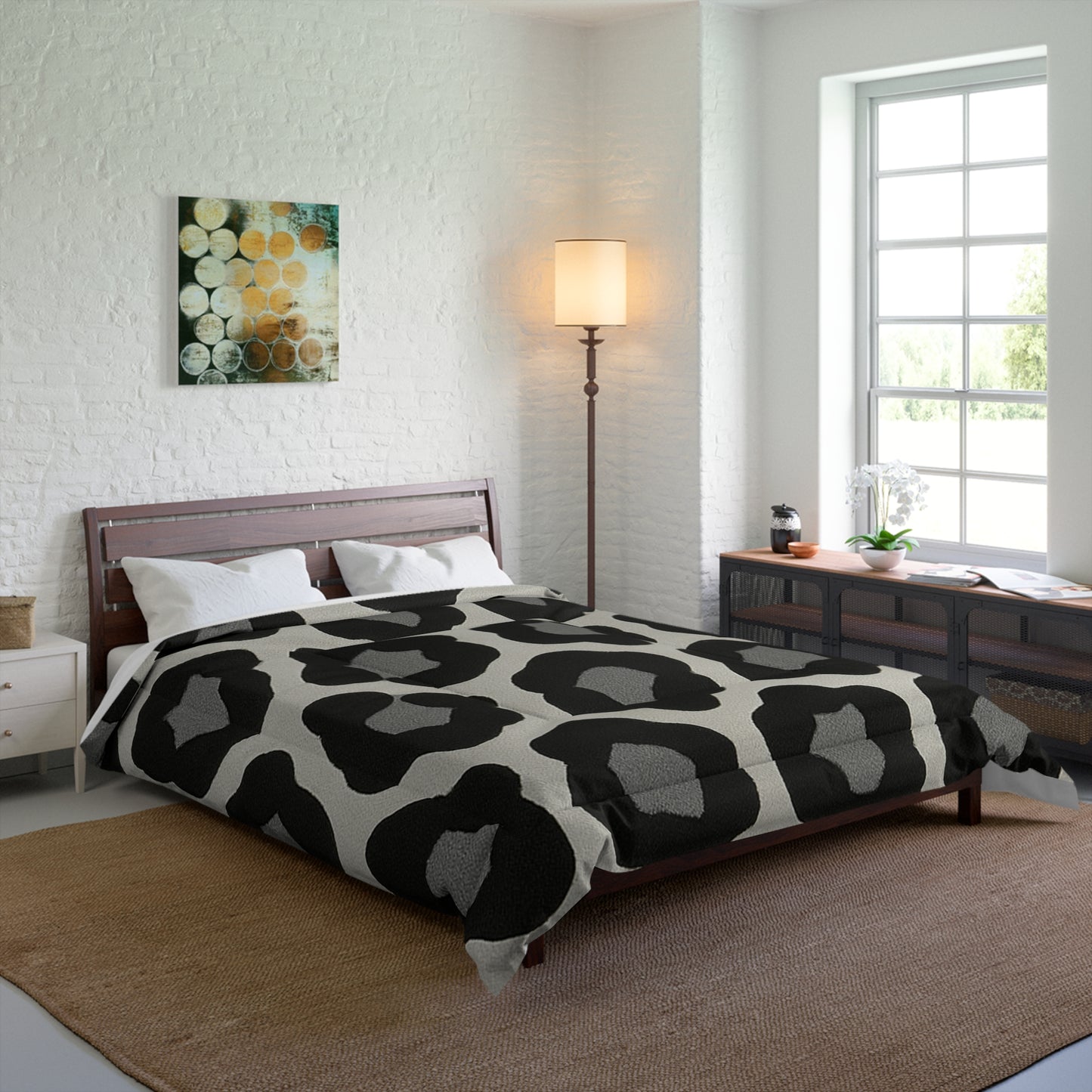Design Comforter – stilvolle Tagesdecke mit weichem Griff - Bold Leopard Grey - WOOVE