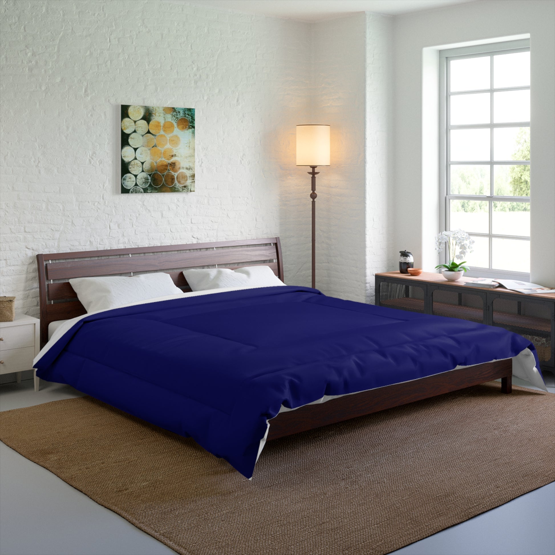 Design Comforter – stilvolle Tagesdecke mit weichem Griff - Midnight Blue - WOOVE