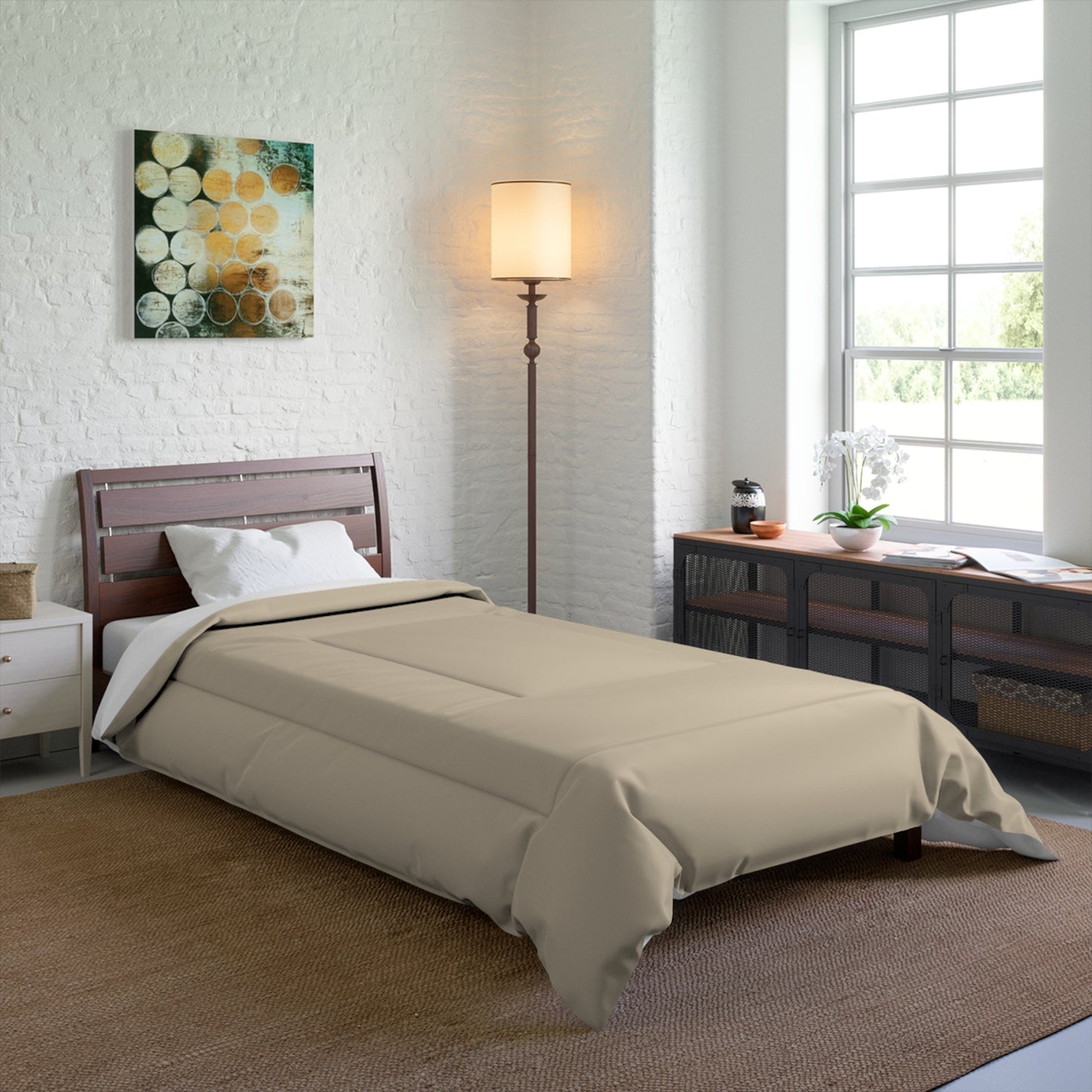 Design Comforter – stilvolle Tagesdecke mit weichem Griff - Light Cappuccino - WOOVE
