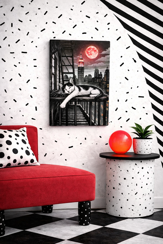 Fire Escape Cat NYC / Mini Canvas Print