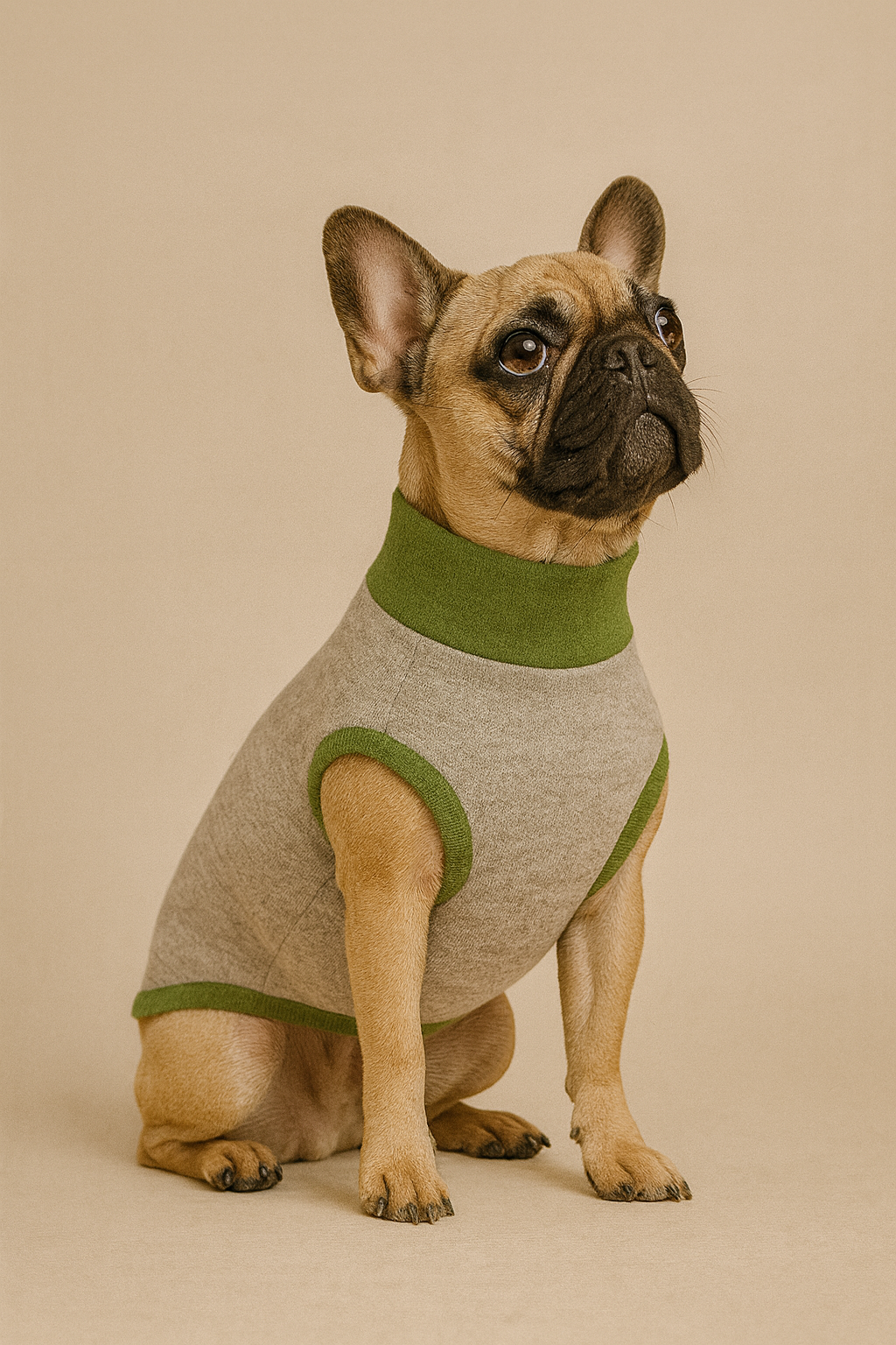 Hunde Strickpulli - Sand & Green / gestrickt, OEKO-TEX® - WOOVE