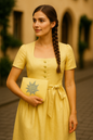 Wiesn Capsule - Clutch/ Crossbody Bag Yellow Edelweiss - WOOVE