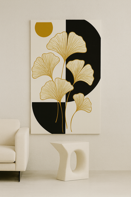 Ginkgo Noir / Leinwandbild - WOOVE
