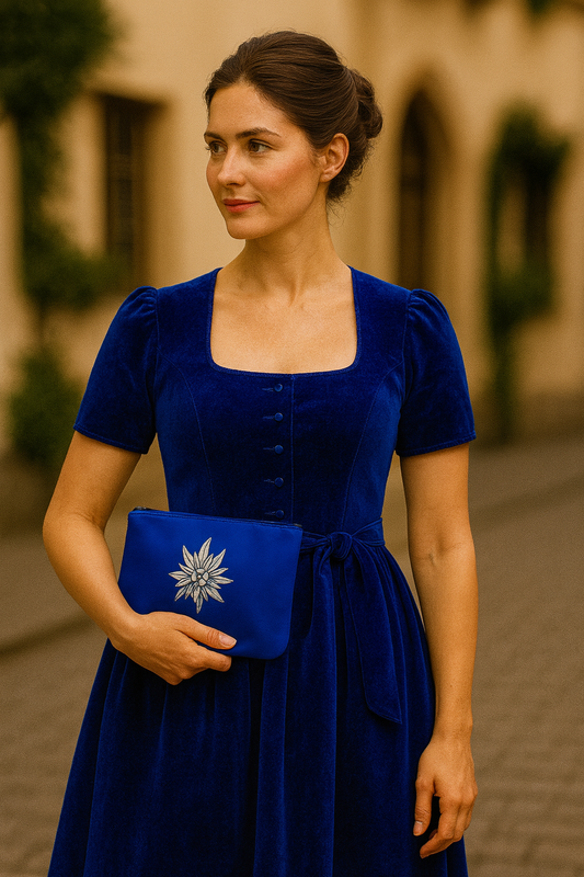 Wiesn Capsule - Clutch/ Crossbody Bag Royal Blue Edelweiss - WOOVE