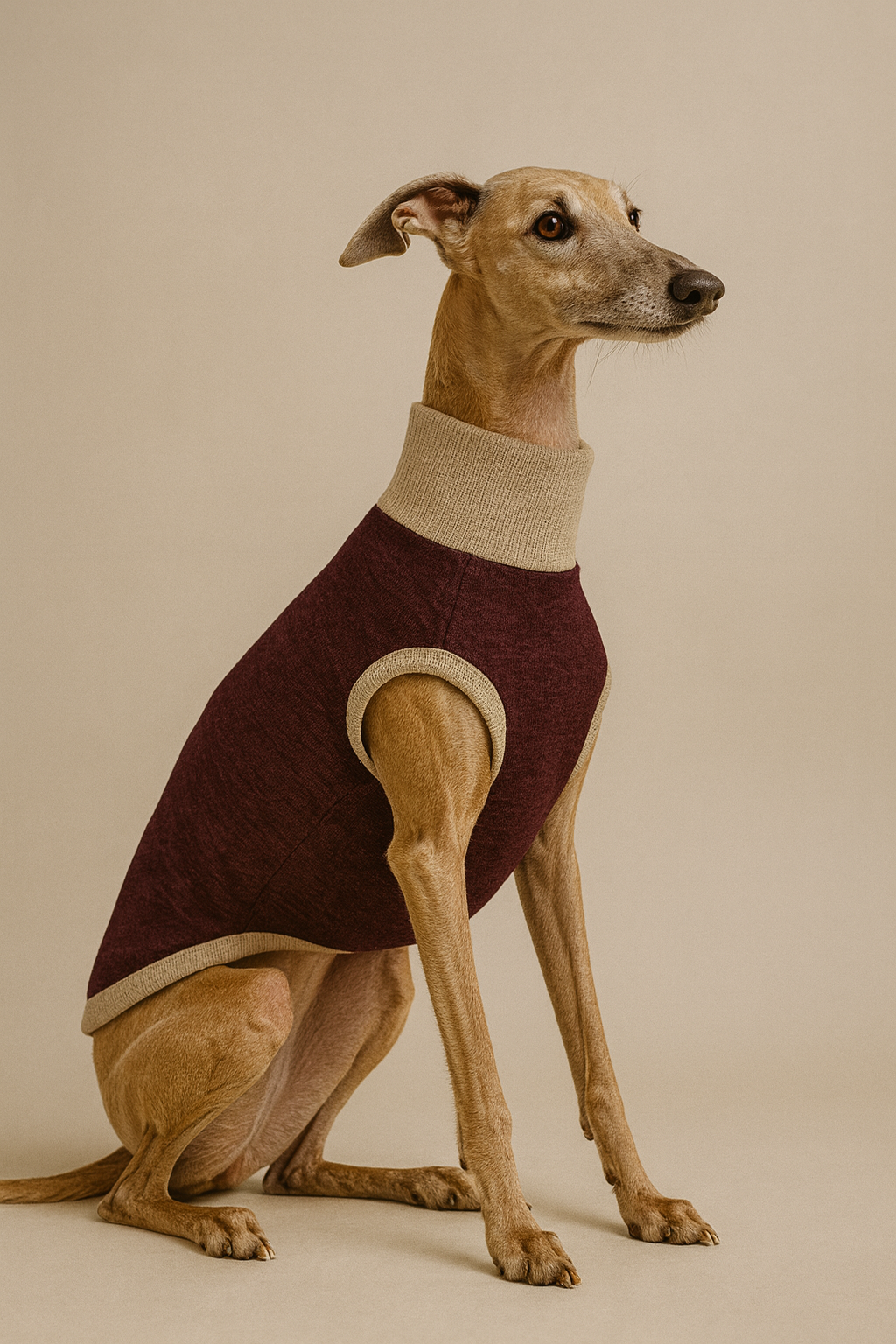 Hunde Strickpulli - Burgundy & Sand / gestrickt, OEKO-TEX® - WOOVE