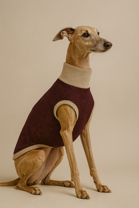 Hunde Strickpulli - Burgundy & Sand / gestrickt, OEKO-TEX® - WOOVE