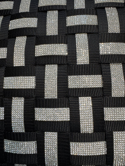 01 NOIR DELUXE Black with rhinestones in silver l Cushion cover