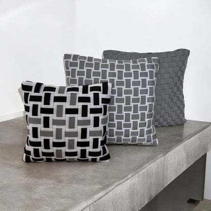 05 STONE1 White, Black &amp; Grey l Cushion Cover