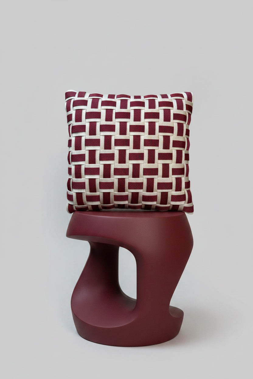 StudioLine Kissen - Grid Ästhetik in Creme & Bordeaux l Kissenbezug