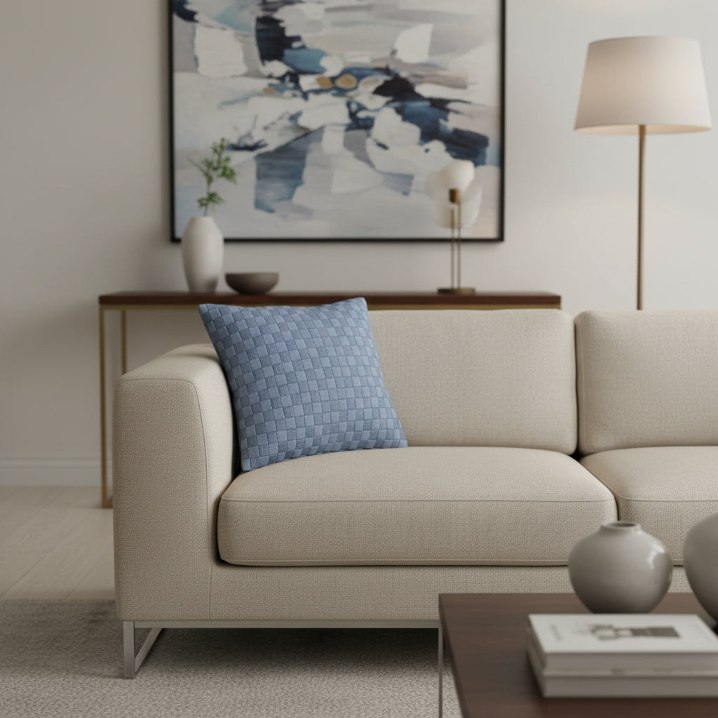 Sora - Handgewebtes Design-Kissen / Dove Blue
