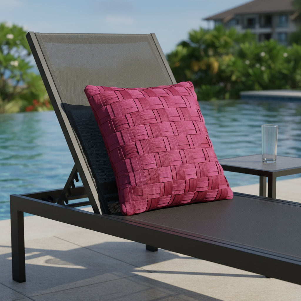 Ruba - Handgewebtes Design-Kissen / Burgundy