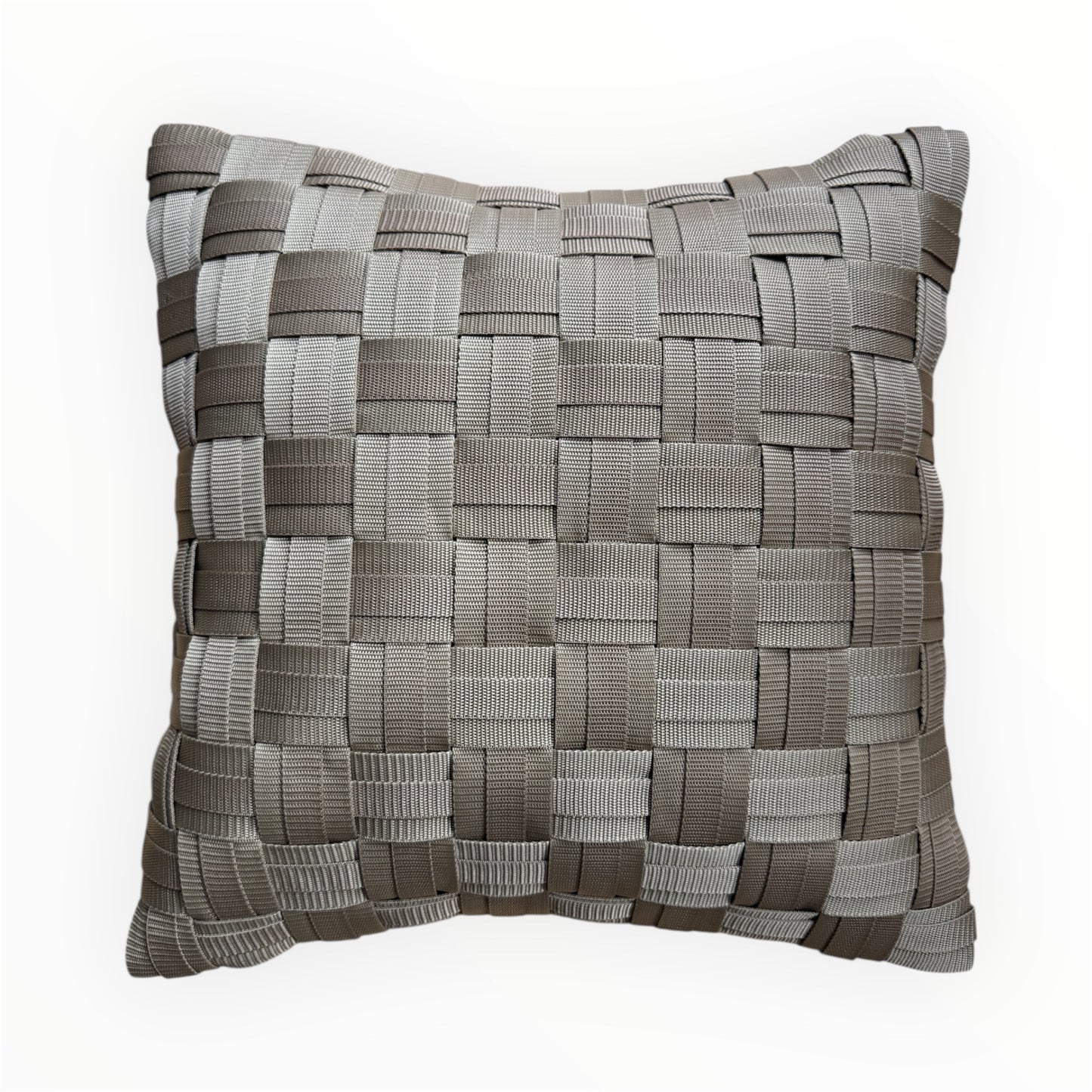 WOOVE Handgewebtes Designer-Kissen  - Grid Ästhetik in Beige / Kissenbezug - WOOVE