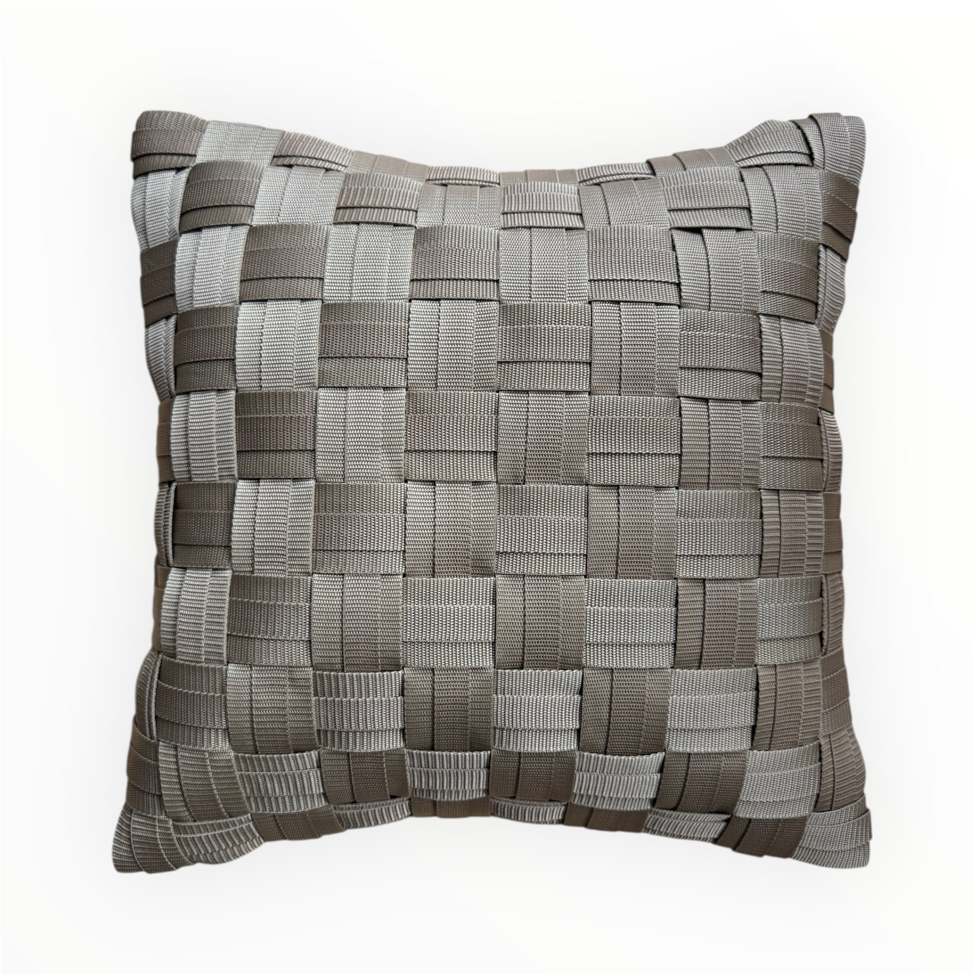 WOOVE Handgewebtes Designer-Kissen  - Grid Ästhetik in Beige / Kissenbezug - WOOVE