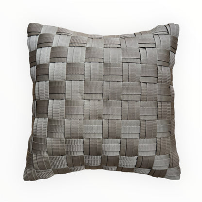 WOOVE Handgewebtes Designer-Kissen  - Grid Ästhetik in Beige / Kissenbezug - WOOVE