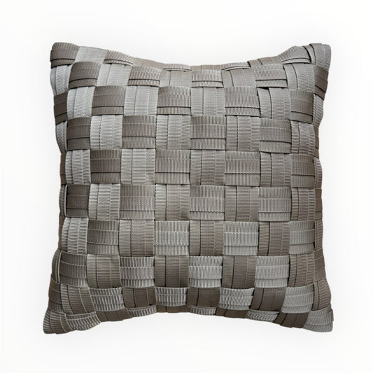 WOOVE Handgewebtes Designer-Kissen  - Grid Ästhetik in Beige / Kissenbezug - WOOVE