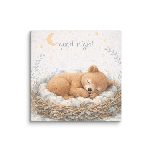 Good Night Bear / Mini-Leinwandbild