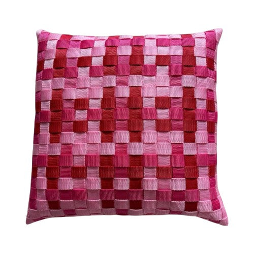 BLOOM MAZE Rot & Pink l Kissenbezug - WOOVE