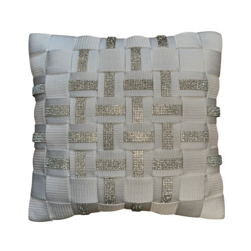 01 SNOW DELUXE White with rhinestones in silver l Cushion cover