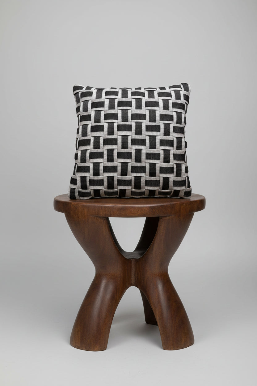 StudioLine Cushion - Grid Aesthetics in Rose Beige & Dark Brown | Cushion Cover