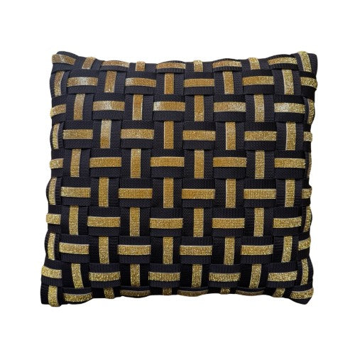 01 MOCHA DELUXE Dark brown with rhinestones in gold l Cushion cover