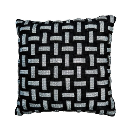 01 NOIR DELUXE Black with rhinestones in silver l Cushion cover