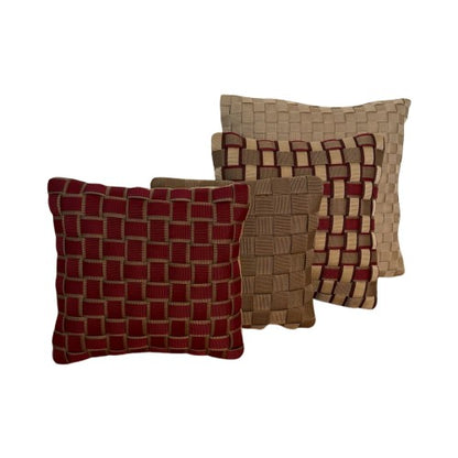 06 DAHLIA4 Beige &amp; Wine Red l Cushion Cover