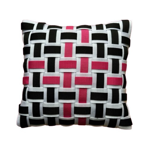 06 MALLOW1 White, Black &amp; Pink l Cushion Cover