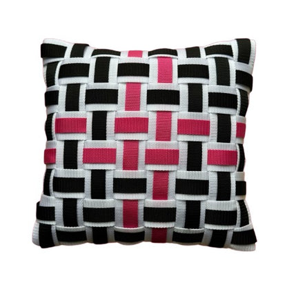 06 MALLOW1 White, Black &amp; Pink l Cushion Cover